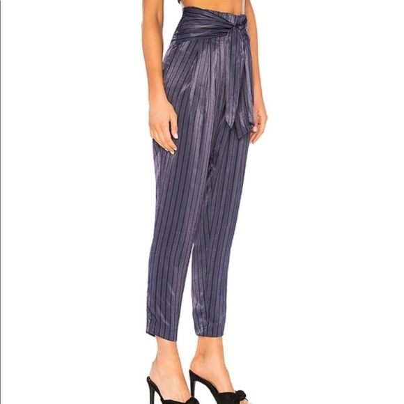 House of Harlow 1960 x REVOLVE Navy Pinstripe Tie Pants | Size S - Picture 2 of 10